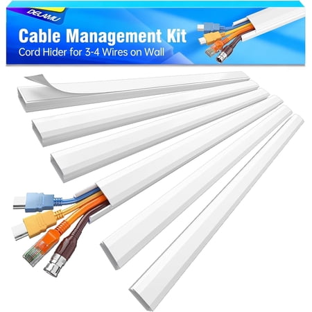 Cord Cover LazySpin 85 Cord Hider for Wall Mounted TV Hide TV Wires on Wall White
