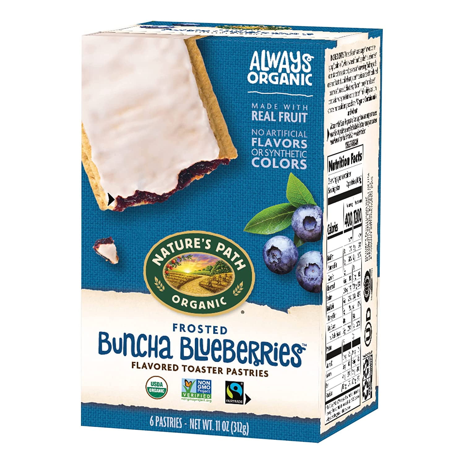 Nature's Path Organic Toaster Pastries Blueberry Frosted -- 11 oz Pack of 2