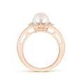 thumbnail image 2 of ANGARA Freshwater Cultured Pearl and Diamond Ring with Floral Halo in 14K Rose Gold for Women | June Birthstone, Birthday, Anniversary, Jewelry Gift for Women | Pearl Ring, 2 of 10