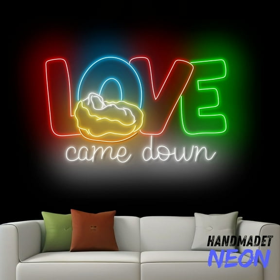 Handmadetneonsign Love Came Down Neon Sign, Christmas Nativity Led Sign, Jesus Christian Neon Light, Christian Xmas Decor 83682