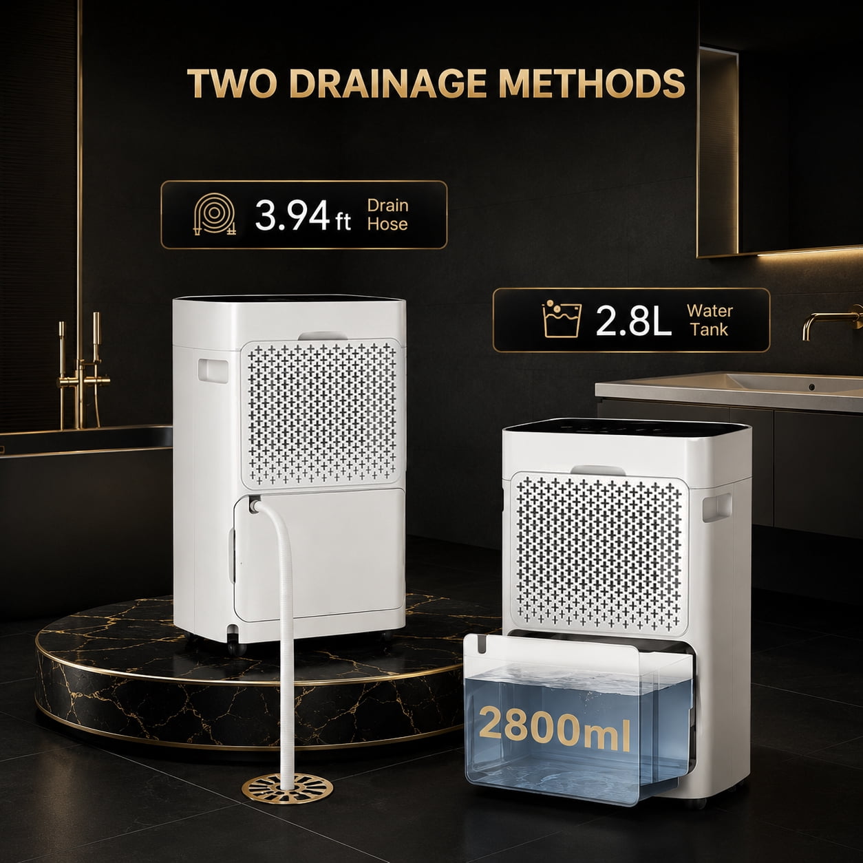 HUMSURE 50 Pint Dehumidifier for Basement, Compressor Dehumidifier with Auto Defrost & Drain Hose, Covers up to 3500 Sq. ft.