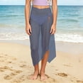 thumbnail image 4 of Girls Chiffon Beach Sarong Swimsuit Cover Up Wrap Skirt, Lightweight Sheer Navy,Size Free Size, 4 of 8