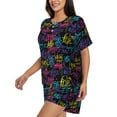 thumbnail image 2 of Bixox Women's Graffiti Art Printed Pajama Set 2 Piece Lounge Set Top and Shorts Soft Pajamas, Shorts with Pockets, 2 of 7