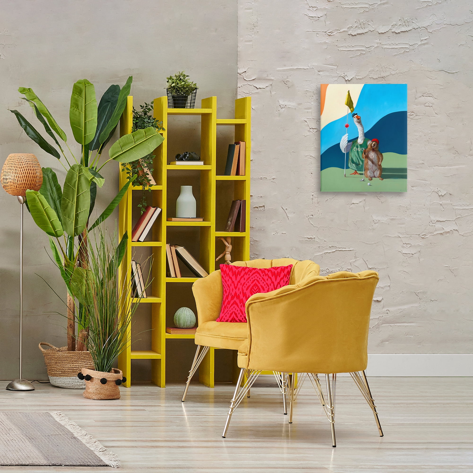 Stupell Industries Golfing Goose & Gopher Sports Painting Gallery Wrapped Canvas Art Print Wall Art, 16 x 20