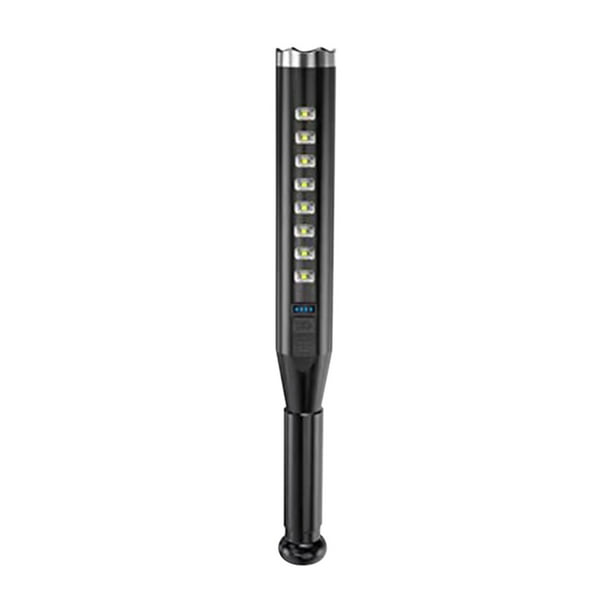 mfyjkho Linterna de autodefensa con forma de diente de lobo, carga USB, alto brillo, 3 modos, diseño de bate de béisbol para patrulla de seguridad al aire libre, incluye linterna y cable de carga.