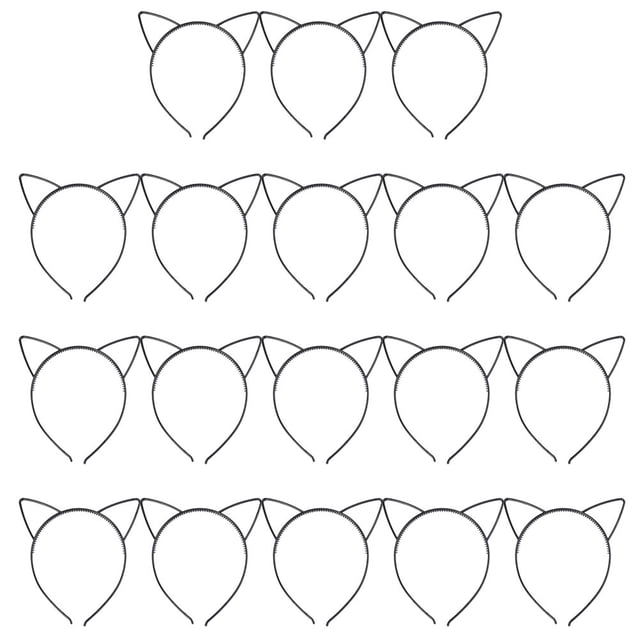 18 piezas de plástico Gato orejas diadema adorable aros para el cabello suministros para la fiesta del tocado