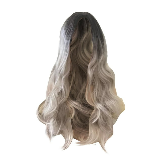 Perruques Synthétiques Couleur Noir Gris pour Femmes et Filles Mode Argenté