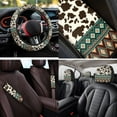 thumbnail image 4 of Uorisanigo Aztec Cow Print 14 Pack Cars Seat Covers Full Set with Comfortable Car Headrest Cover and Steering Wheel Cover and Car Armrest Cover Seat Belt Pads Suitable for Most Cars SUVs, 4 of 6