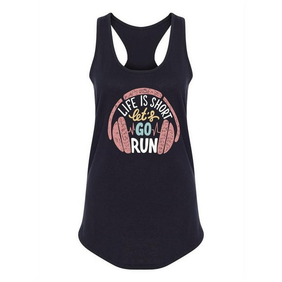 Life Is Short Headphones Design Tank Women -Image by Shutterstock, Female Medium