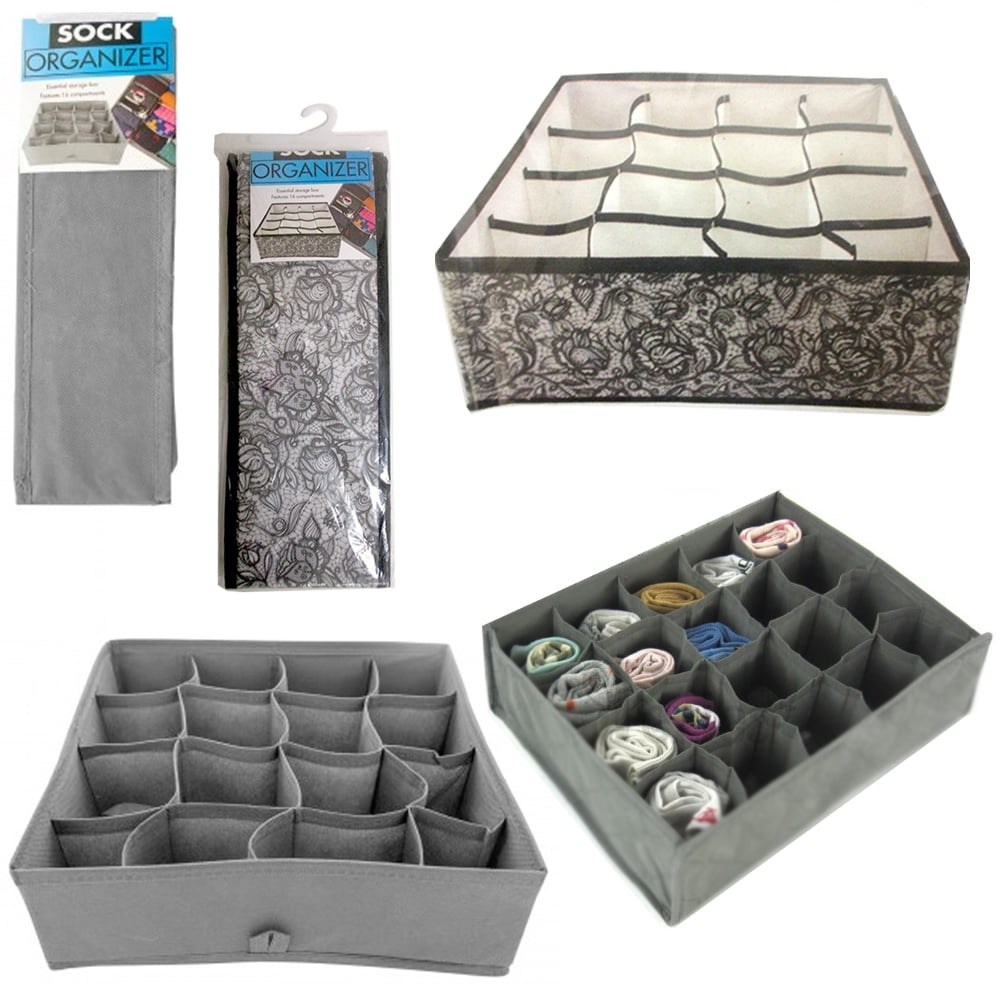 1 Sock Organizer 16 Section Drawer Underwear Closet Home Storage Box