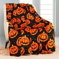 thumbnail image 4 of Halloween Throw Blanket | Orange Pumpkin Fall Fleece Blanket | Soft, Plush, Warm Black Fall Cabin Throw, 100x130 (Pumpkin Halloween), 4 of 7