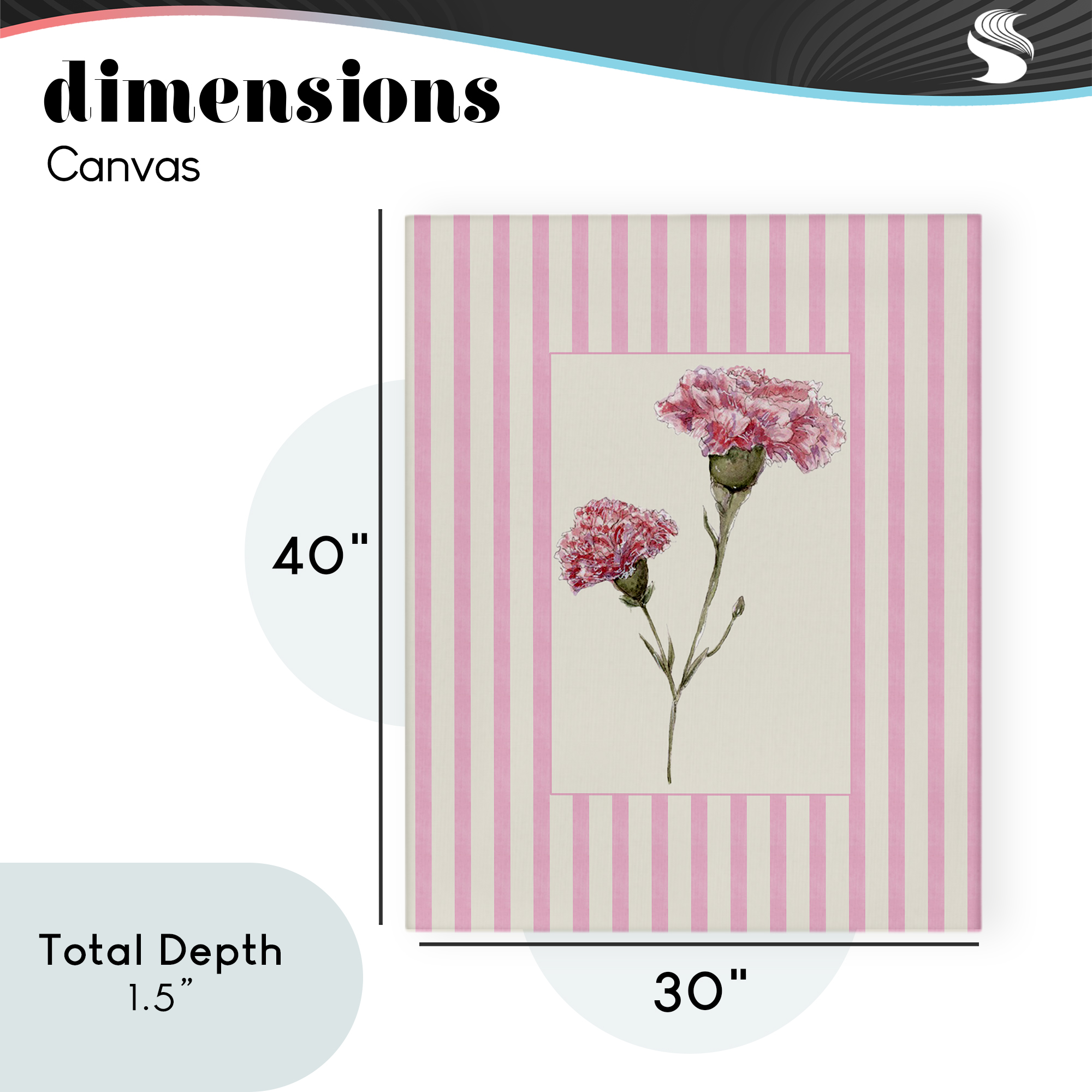 Pink Stripe Carnation Canvas Wall Art, design by Lisa Wehmeyer