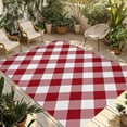 thumbnail image 2 of Outdoor Rug 3x5 ft Dark Red Buffalo Check Plaid Outdoor Large Area Rug Non Slip Rubber Farmhouse Style Front Door Mat RV Rug Camping Carpet Patio Outdoor Rugs for Backyard Balcony Deck Porch Indoor, 2 of 9