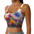 thumbnail image 2 of Fotbe Colorful Wildflower Meadow Pattern Womens' Sports Bra Longline Wirefree Padded with Medium Support Sports Moisture-Wicking Workou Vest,Tank Top-Small, 2 of 7