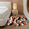thumbnail image 3 of Orange Gray Stripes Round Living Room Rugs 7 ft, Abstract Art Modern Washable Area Rug with Non-Slip Sturdy Edge Binding Round Carpet for Kitchen Office Bedroom, 3 of 9