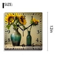 thumbnail image 2 of 12 Inch Wall Clock Battery Operated Silent Clock Decorative for Office, Kitchen, Outdoor, Living Room，Retro Sunflower Yellow Floral Beautiful Painting, 2 of 4