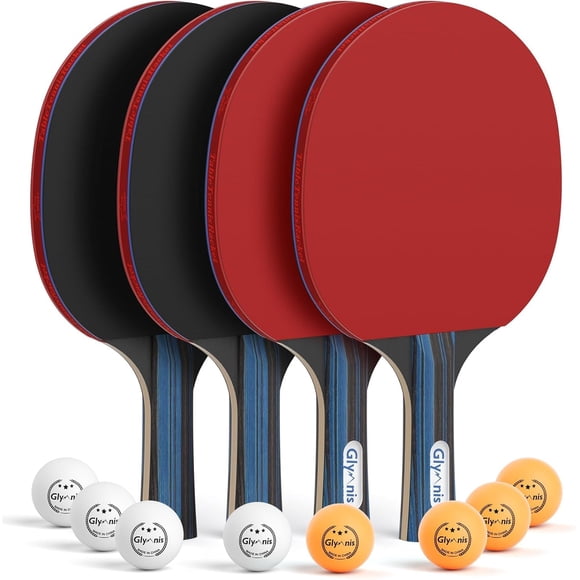 Set de palas de tenis de mesa Glymnis Ping Pong con 8 pelotas y funda