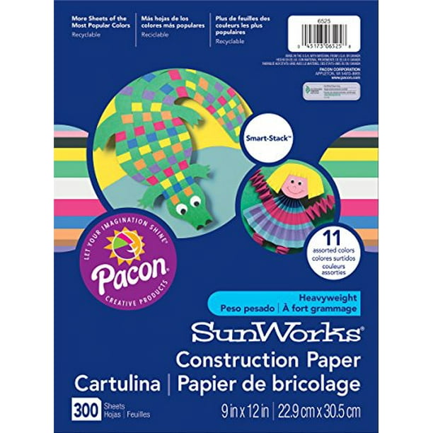 SunWorks Smart-Stack Construction Paper, 11 Assorted Colors, 9