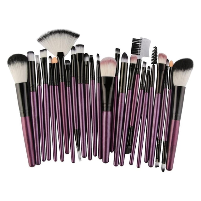 Paquete de 25 Pinceles de Maquillaje Macarena Pinceles Cosméticos para Bases Corrector de Rubor de Ojos Púrpura Negro
