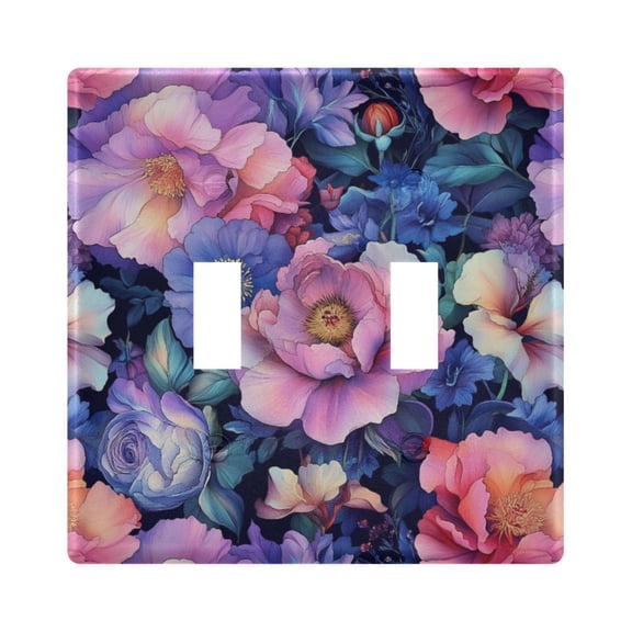 Yayeee Toggle Light Switch Wall Plate 2-Gang 4.56"x4.48" Decorative Outlet Cover, Colorful Art Flowers