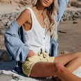 thumbnail image 6 of Beige Linen Shorts Women's Fashion Casual High Waist Pants Straight Leg Sports Casual Loose Shorts, 6 of 6