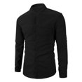 thumbnail image 4 of Krdevn Mens Shirts - Men's Knit Button Down Shirt Long Sleeve Casual Comfortable Loose Fit Stand Collar Top for Autumn Winter Daily Wear,Mens Fall Shirts,Color:Black,Size:XXL, 4 of 5