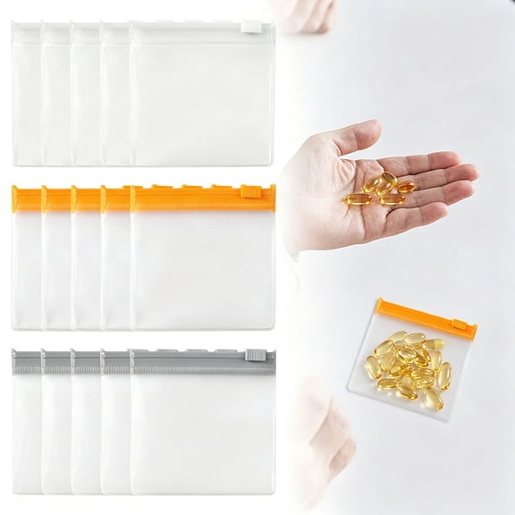 Clearance Under $0.79Pill Organizer Bags, Reusable Zippered Travel Medicine Pouch Set, Lightproof Small Storage Bags for Pills Vitamins and Supplements