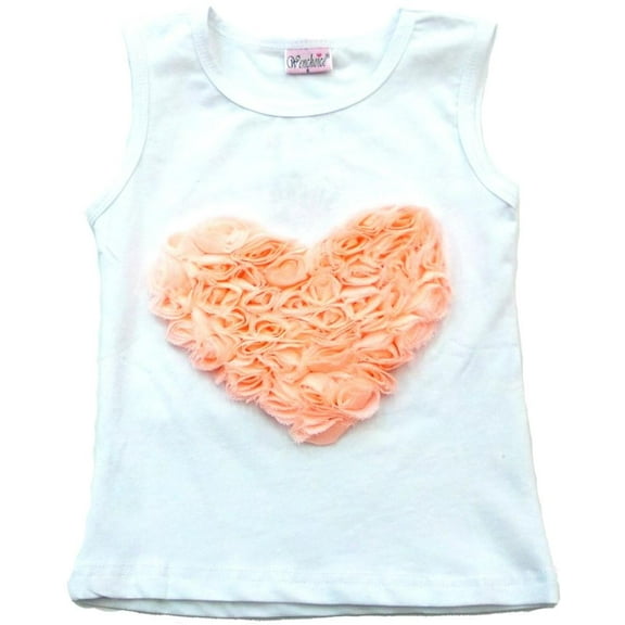 Wenchoice Girl'S White Rose Heart Tank L(5T-6T)