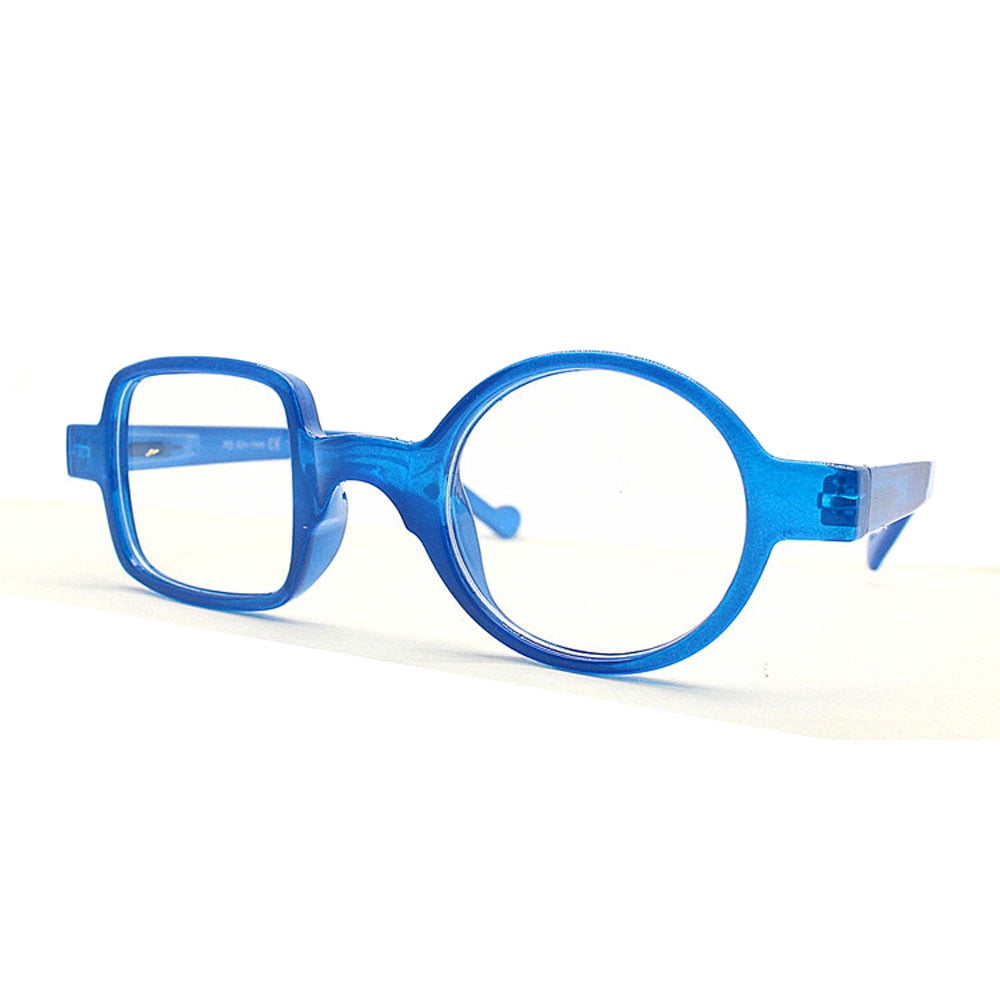 3 Pairs of Womens Mens Square Round Reading Glasses 3.0, Blue Designer Spring Hinge Readers +3.00