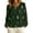 Green, variant on Women's Notch V Neck Blouses Feather Print Puff Long Sleeve Loose Casual Shirts for Fall Office Daily Wear