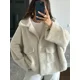 thumbnail image 3 of Abrigo holgado de piel sintética con hebilla oculta para mujer, chaqueta cálida con bolsillos y solapa a la moda, prendas de vestir exteriores elegantes para invierno 2024, 3 of 5