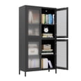 thumbnail image 5 of 59" Metal Storage Cabinet Display Cabinet with 4 Glass Doors & 4 Shelves,Cabinet Bookcase Side Cabinet for Home Office Living Room,Black 03, 5 of 8