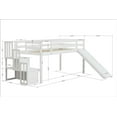 thumbnail image 2 of Twin Low Loft Bed with Slide and Storage Staircases, Solid Wood Loft Bed Frame with Underbed Storage Area and Full-Length Safety Guardrails for Boys Girls Bedroom, No Box Spring Needed, White, 2 of 7