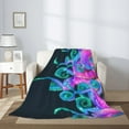 thumbnail image 3 of Neon Octopus Throw Blankets 50"x40" Lightweight Flannel Fleece Cozy Soft Blanket Home Decor for Couch Bed Sofa Bedroom Living Room Travel Birthday Christmas All Season, 3 of 6