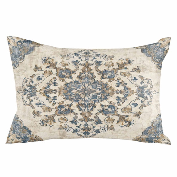 Blue Boho Throw Pillow Cover 24 x 36 Inch Decorative Pillow Cover Ethnic Southwestern Geometric Vintage Lumbar Pillowcase Seasonal Rectangle Cushion Case for Couch Sofa Bed Living Room