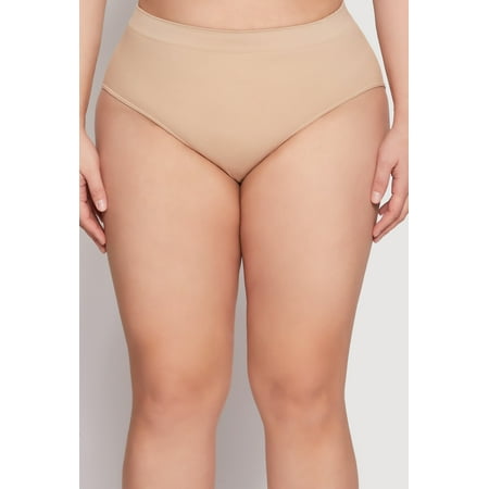 Womens Plus Size Seamless Ribbed Knit Hipster Panty