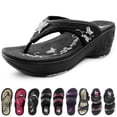 thumbnail image 1 of GP Wedge Platform Flip Flop Sandals for Women: 9079 Black, EU35 (US Size 4 - 4.5), 1 of 8