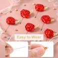 thumbnail image 3 of 6pcs Red Rose Boutonnieres Flower Buttonholes Pocket Boutonnieres Pins with Leaf for Wedding (4.7 x 2 Inch), 3 of 6