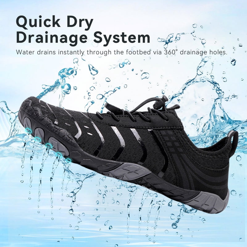Stepedia Men's Women's Water Shoes Wide BQuick Drying Barefoot Aqua Shoes for Hiking Swimming Surfing Beach, Black