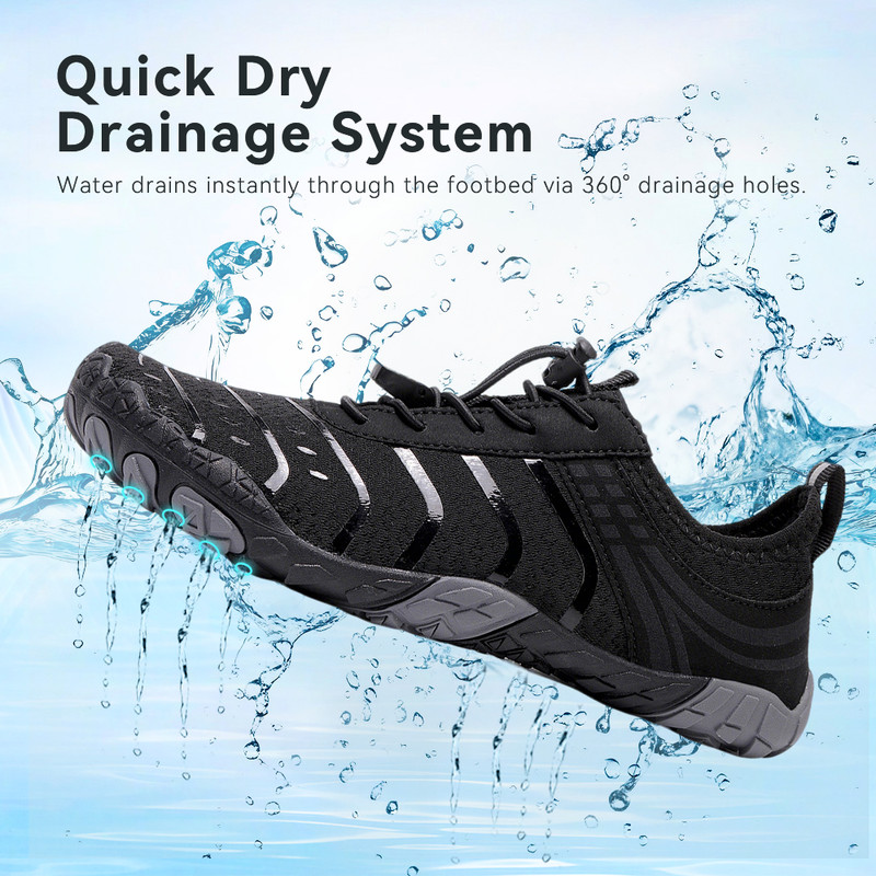 Stepedia Men's Women's Water Shoes Wide Quick-Dry Black photo 3