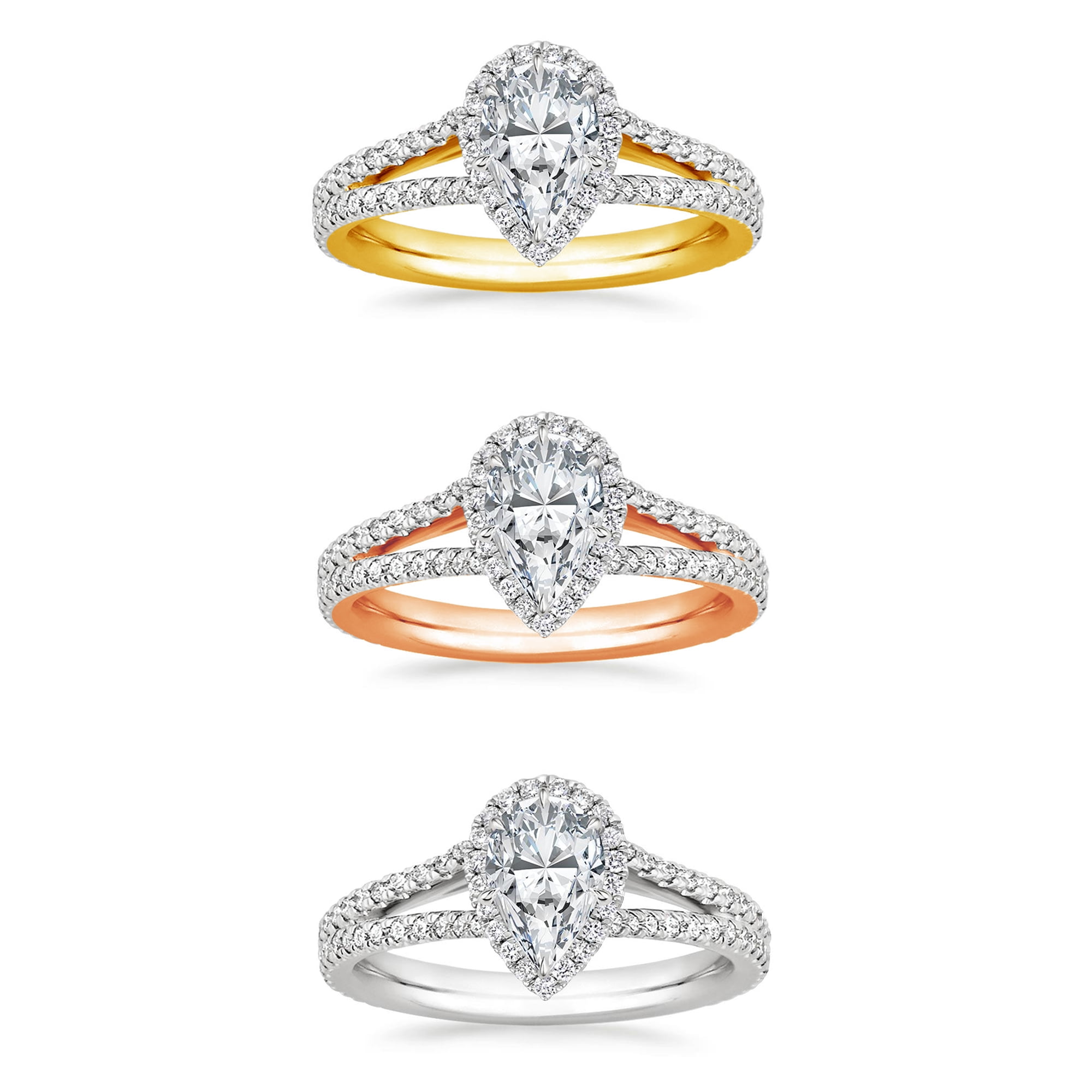 Arista 1-7/8 Carat T.W. Pear Swarovski Women's Split Shank Engagement Ring in Yellow Plated Sterling Silver