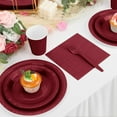 thumbnail image 3 of 125 Pcs Burgundy Party Supplies Set Include Paper Plates Cups Napkins Plastic Knives for 25 Guests Disposable Party Dinnerware for Birthday Wedding Family Picnic, 3 of 6