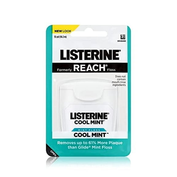 Listerine Cool Mint Interdental Floss | Effective Plaque Removal, Teeth & Gum Protection | Shred-Resistant, Fresh-Breath Feeling, PFAS Free | 55 Yards, 1 Pack