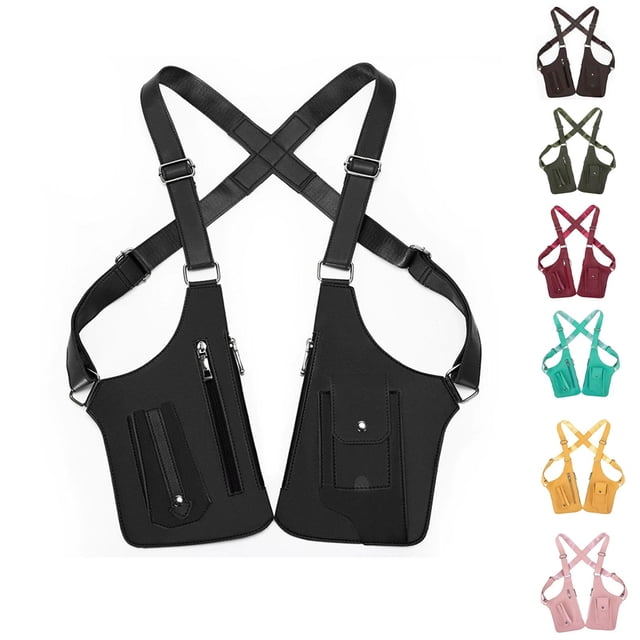 Bolso de hombro de cuero antirrobo para hombres y mujeres - Cartera oculta bajo el brazo con doble compartimento para viajes, desplazamientos y seguridad diaria