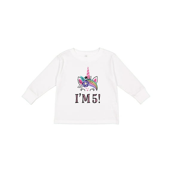Inktastic 5th Birthday Unicorn Party 5 Year Old Girl Girls Long Sleeve Toddler T-Shirt