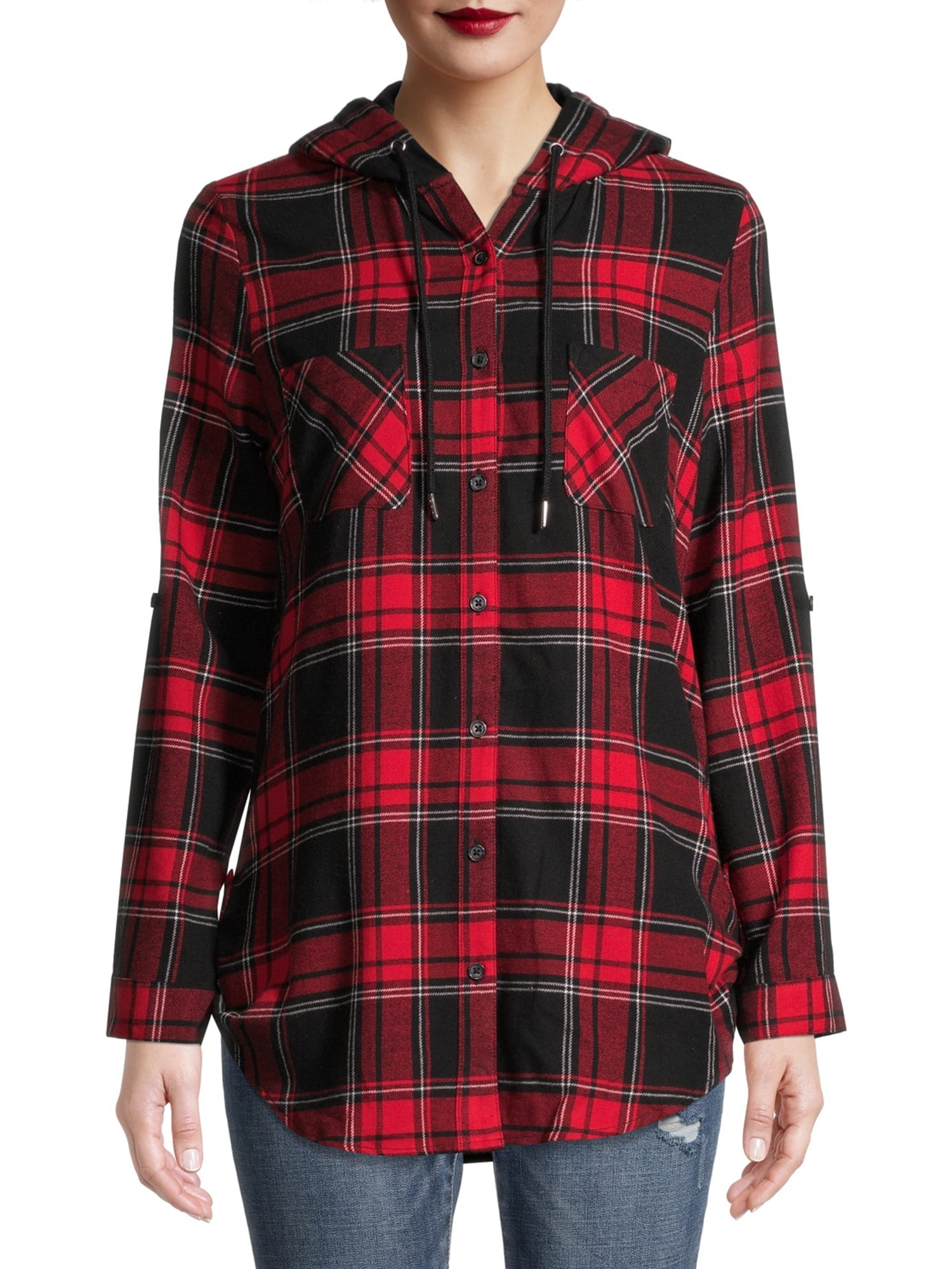 Buy Juniors Plaid Flannel Shirt with Hood at Ubuy Kuwait