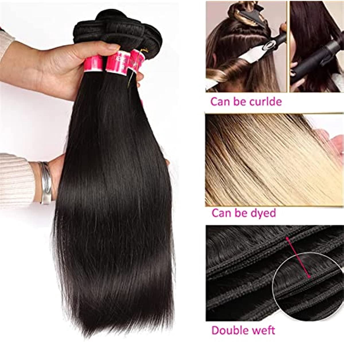 Straight Hair Brazilian Silky Straight Human Hair Weave Bundles Natural Black 1/3 pcs/lot 100% Human Hair Bundles Remy Hair Extension