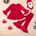 thumbnail image 2 of Generic Toddler Girl Christmas Clothes Baby Kids Girls Suit Christma Patchwork Trumpet Sleeve Pullover Tops Pants 2PCs Set Outfits for Outdoor Fashion Casual Soft Comfortable(2-3 Years,Red), 2 of 6