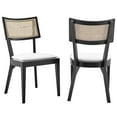 thumbnail image 2 of Modway Caledonia 19" Rattan Wood Fabric Dining Chair in Black/White (Set of 2), 2 of 10