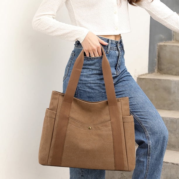 Bolso De Hombro Bolso de hombro de lona informal de mamá de gran capacidad portátil para adolescentes escolares